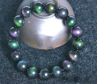 Thumbnail for Rainbow Purple Green Eye Obsidian Bracelet