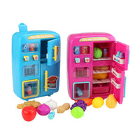 Thumbnail for Kitchen Refrigerator Toy Fridge Playset With Play Food Set Pretend For Kids