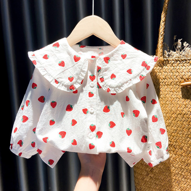 Girls Shirts Autumn Baby Print Long-sleeved Blouse Doll Shirts Spring and Autumn Clothes Baby Girls Blouse Girl Tops