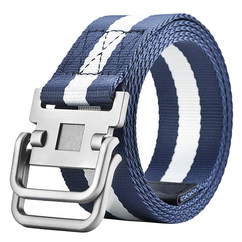 Men's Military Training Belt With Double Buckle Canvas