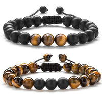 Thumbnail for Tiger Eye Couple Bracelets Matte Black Agate Beads Bracelet