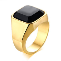 Thumbnail for Men's stainless steel black agate ring