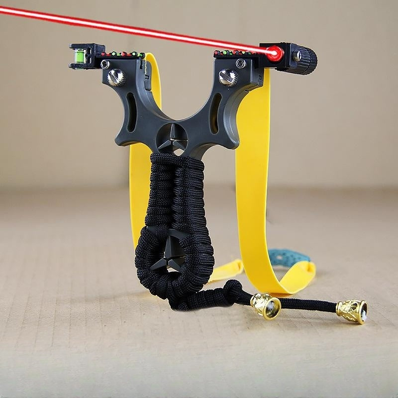 New Laser Aiming Flat Rubber Band Groups High-precision Slingshot Rack Help-free Fast Pressure Competition