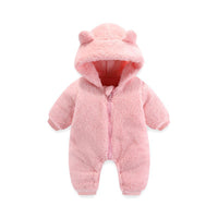 Thumbnail for Coral Fleece Autumn And Winter Thin Bodysuit Newborn Thermal Zipper Onesie Baby Rompers Jumpsuit